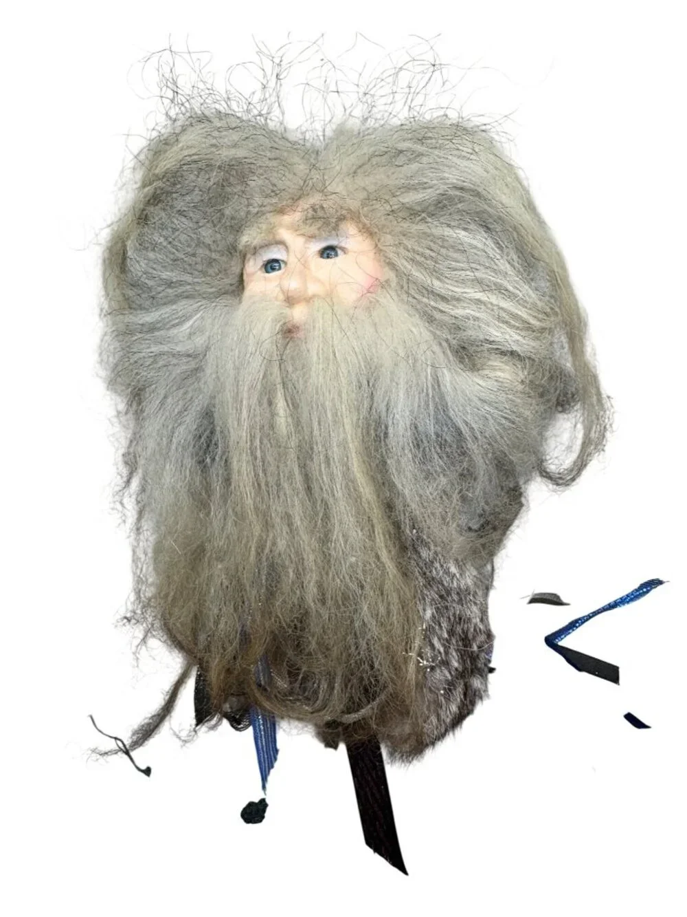 Holiday Santa Claus Handmade Wall Hanging Decoration Faux Fur Beard READ